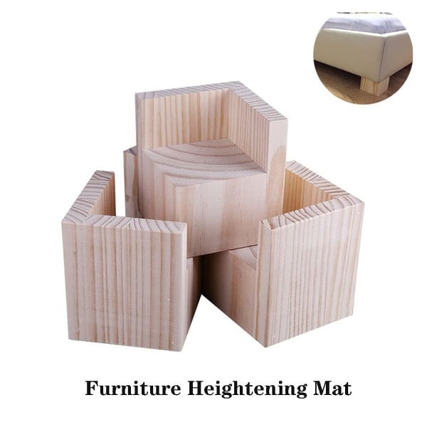 Sæt med 4 møbelforhøjere Træmøbelforhøjere, kontorsengestolemøbler Løftefødder med fødder op til sengebord (Størrelse: 5x5x10 cm)