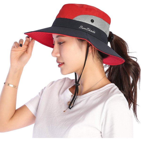 Naisten aurinkohattu Vaaleanpunainen leveälierinen ämpäriverkko Buni-hattu O DXGHC