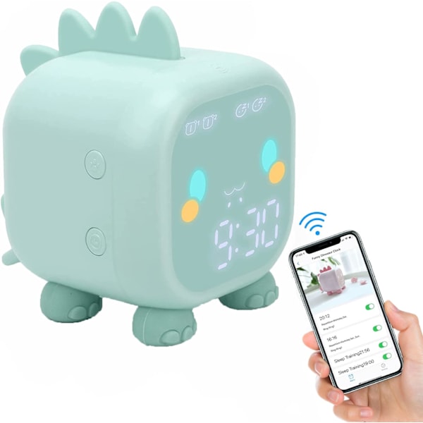 Kids Alarm Clock Girls Green Dinosaur Alarm Clocks with Night Light Bluetooth Digital Alarm Clock for Kids Girls Children