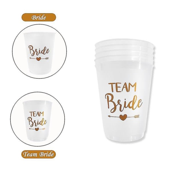 12 st Team Bride Plast Cup Möhippor Genomskinliga koppar Set Brud Tumblerful Bröllopsdekoration Bac