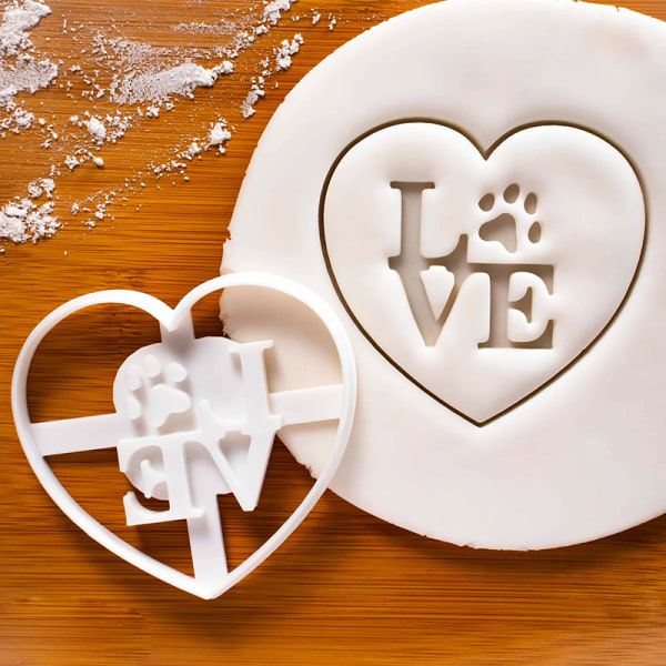 Cookie Cutter Stämpel Alla hjärtans dag Kärleksprägling Impress Pressand Stencil Kex Bakverktøy DIY Craft Runt hjerte