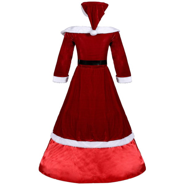 Julfestklänningar Damtomtekostym Miss Santa Claus Kostym Långärmade julklänningar Röda - Xl_hf