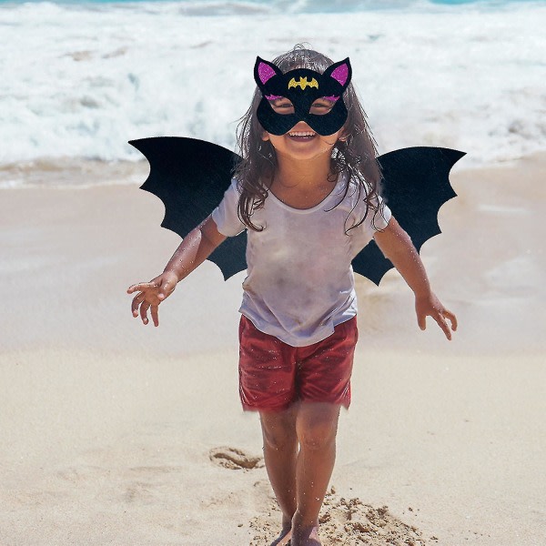 Barn fladdermusvinge med remmar Gotisk bärbar unisex Återanvändbar cosplay rekvisita konstläder Halloween kostymfest Black Bat Wing Party Supplies_ahf