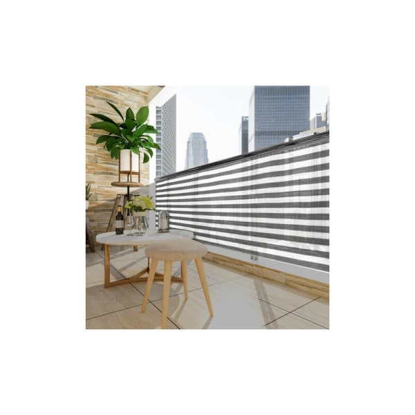 Staketskærm 85% nyansniveau 10 m lang gennemsigtig stang balkonräcke skærm nätskærm nät tennisskærm farveval grå-vit? 1x10 m