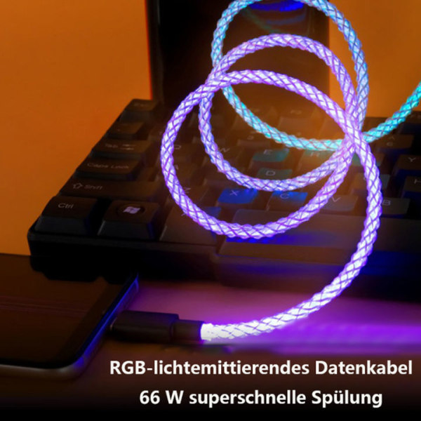 1M Illuminert ladekabel, LED-belyst datakabel