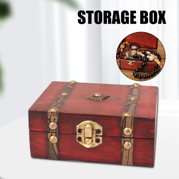 Vintage smycken förvaringsbox mångsidig trä minnessak Organizer Bra present for women flickor