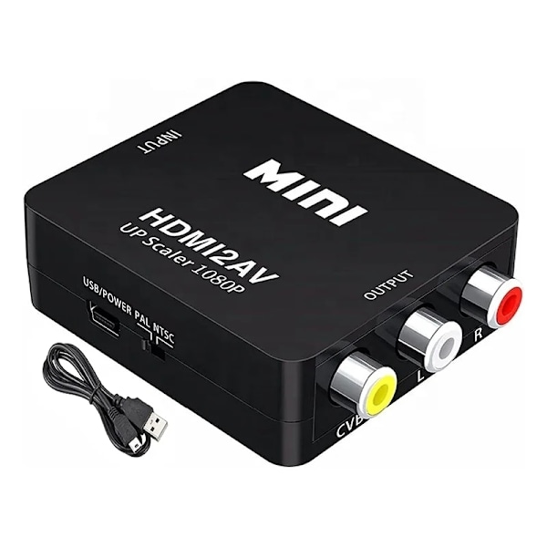 HDMI till AV/RCA 1080P Signalomvandlare Universal Svart Black Svart