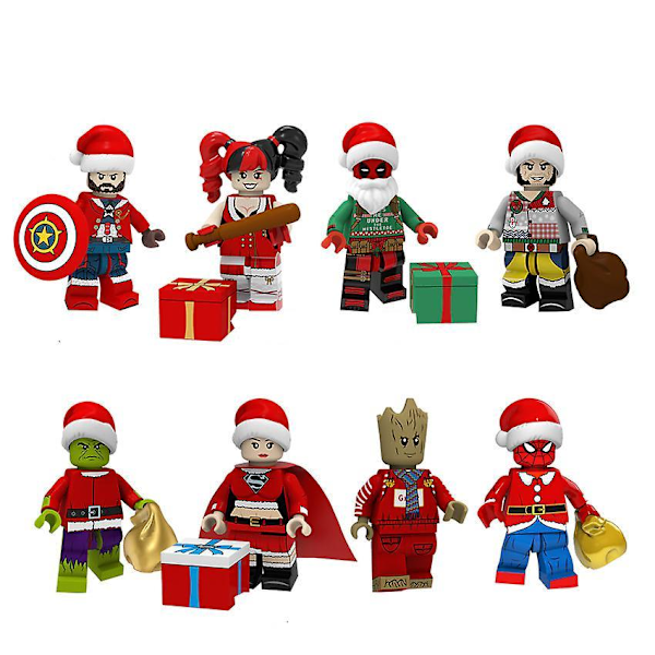 8 stk. julebyggeklodser minifigur samlede byggeklodser legetøj gaver fødselsdagsgaver#01