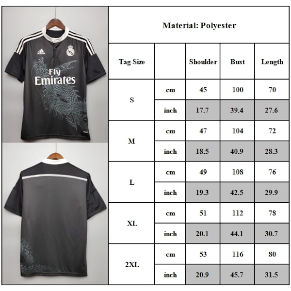 REAL MADRID 2014 - 2015 KOLMAS PELIPAITA Retro Jalkapallopaita L