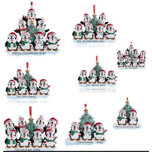 Personalisiertes Weihnachtsgeschenk aus Kunstharz – Weihnachtsschmuck-Anhänger – niedliche Pinguin-Familiendekoration (stil 1)