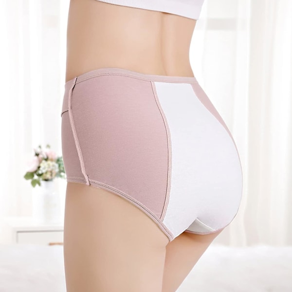 3 stk. Lekkasjesikre truser for kvinner, menstruasjonstruser i bomull, menstruasjonsundertøy, blå x grå x rosa Blue x Gray  x Pink XL