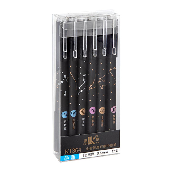 12st 0,5 mm raderbar penna svart gel bläckpennor set Skolstudenter