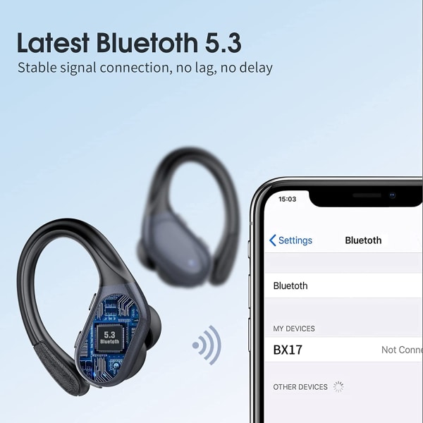 Bluetooth 5.3 sportshodetelefoner, trådløse in-ear-hodetelefoner