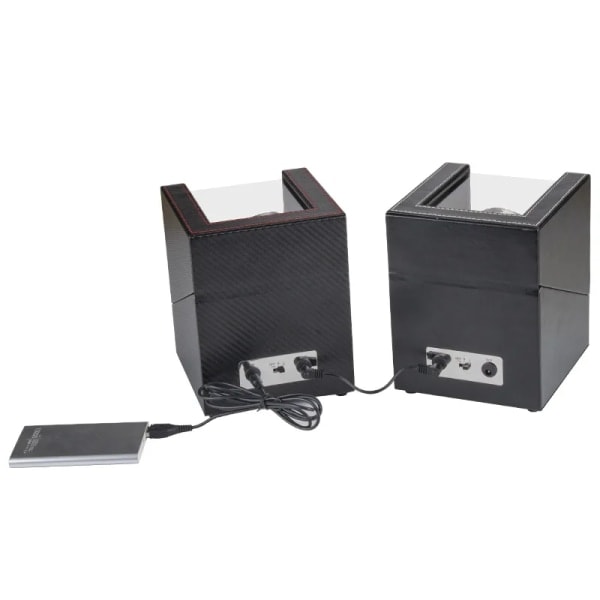 Automatisk Klockuppdragare USB-driven Universal Tyst Motor Mekanisk Klocka Rotationsställ Klocklåda Kolfiber (Klocka Ingår Ej)