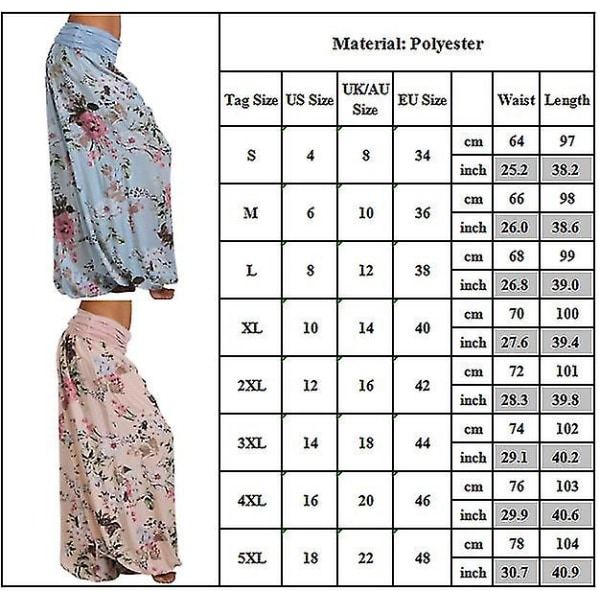 Yogabyxor för kvinnor, vida, bohemiska, avslappnade, lösa harem-byxor, rosa, XL