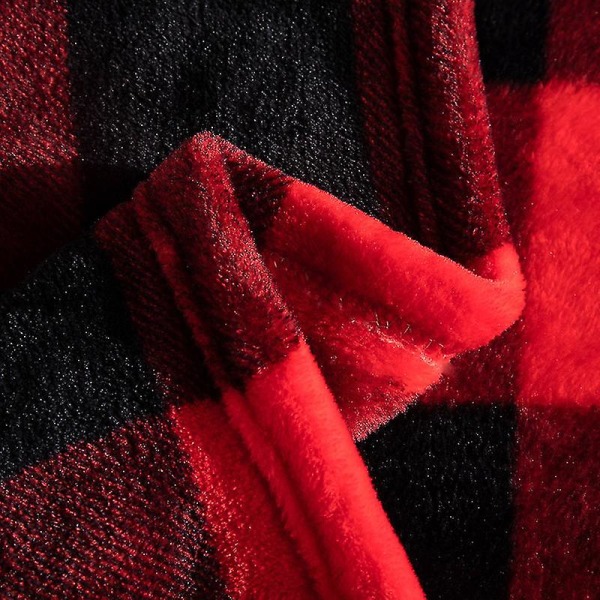 Plaid tæppe blødt flannel fleece ternet mønster Let dekorativt tæppe til sengesofa 397gsm (størrelse, farve: 150x200 cm-rød Sort Lille Pl