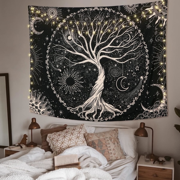 Livets træ Tapestry Moon Black Sun Tapestry