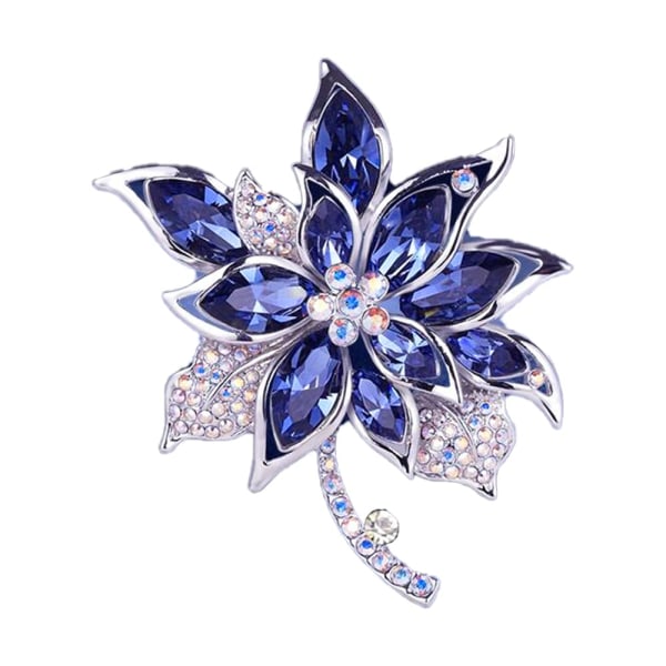 Blå krystall Brosje Pins Rhinestone Flower Elegant