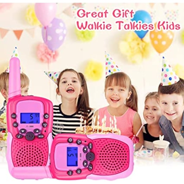 1 par trådløse walkie talkies til børn (tofarvet pink rose)