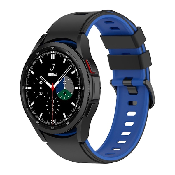 Kaksivärinen silikoniranneke Galaxy Watch4/5/6 40mm 44mm/Watch6 Classic 43mm 47mm/Watch 5 Pro 45mm -kelloille Black Blue