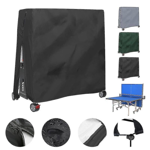 Udendørs vandtæt og støvtæt bordtennisborddæksel Bordtennisborddæksel 165x70x185 cm(farve: sort)