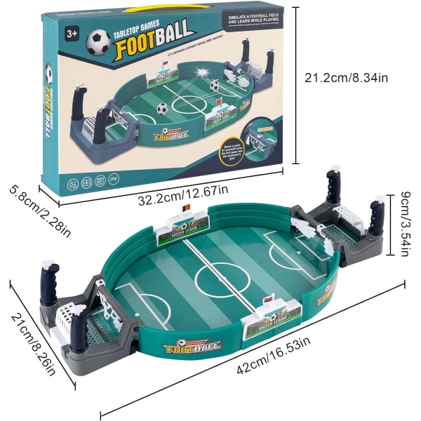 Bordfodboldspil til to personer: Interaktivt fodboldlegetøj med bord, bolde og tavle.