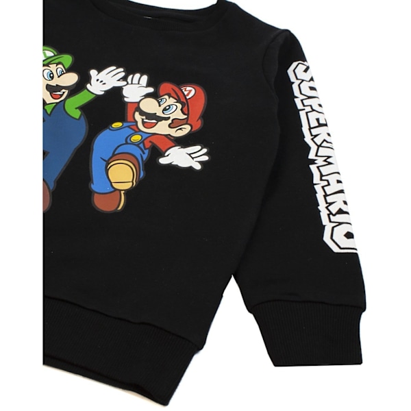 Super Mario Luigi Svart Sweatshirt för Pojkar Ålder 7-8 Black 7-8 Years