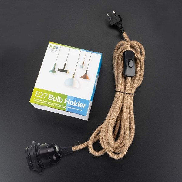 E27 lamphållare med kabel och strömbrytare, vintage E27 lampa