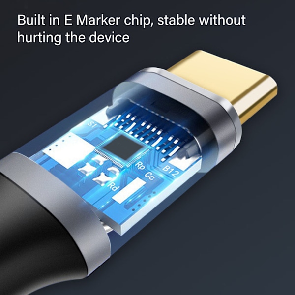 USB-C Forlængerkabel - 10 Gbps Dataoverførsel, 100W Strømforsyning, 4K 60Hz Video, E-Marker Chip - 0,25m