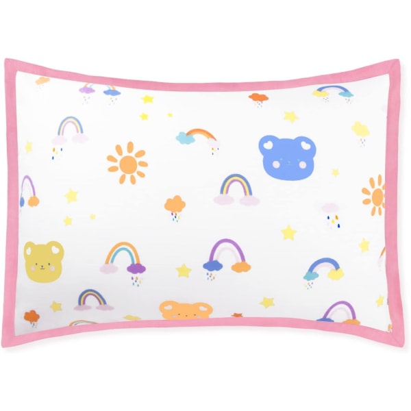 Pudebetræk til baby, småbørn, pudebetræk, 40 x 60 cm, blød og åndbar babypude single, Rainbow Bear