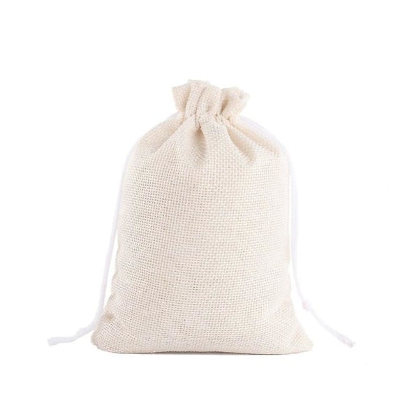 12 stk Små bomuldssnøreposer Genanvendelige Muslin stof Gavepose Favor Bag Smykketasker til bryllup