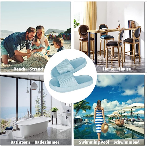 Kvinders Tykke Platform Sky Slippers Himmelblå himmelsblå 38-39