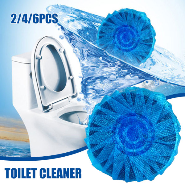 Blå toalettstädboll Kraftfull automatisk blekning toalettskål Deodorant fläckborttagningsmedel för badrumsrengöring 2st