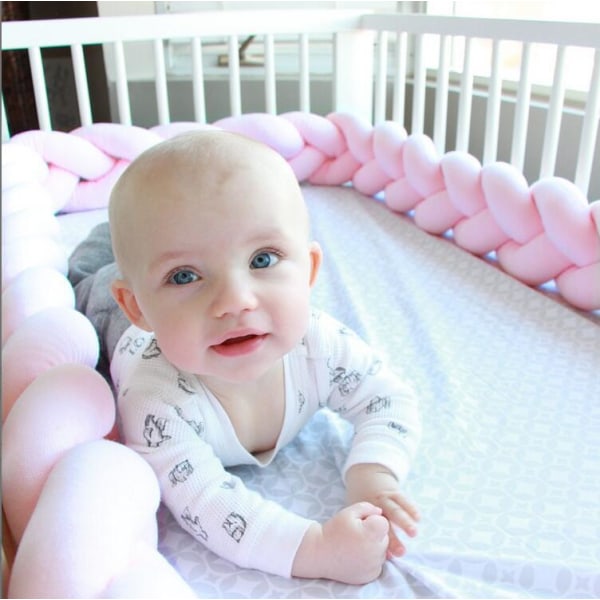 Baby sängyn unipuskurin koristelu Sängyn ympärillä Vauvan verhoilu Kudotut solmitut pallotyynyn kierrepunos pinkki