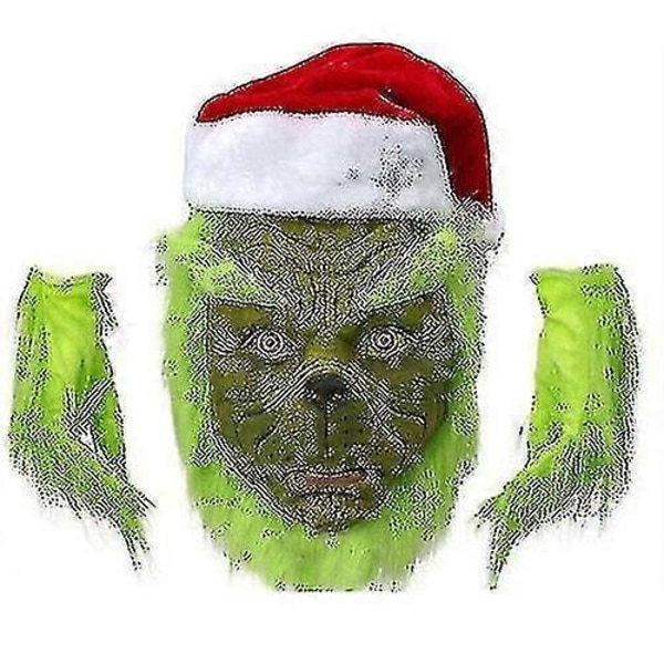 7-osainen Grinch-asu joulucosplayhin, aikuisten joulupukki-asuset + naamio A-Perfet Mask only Mask only Mask only L