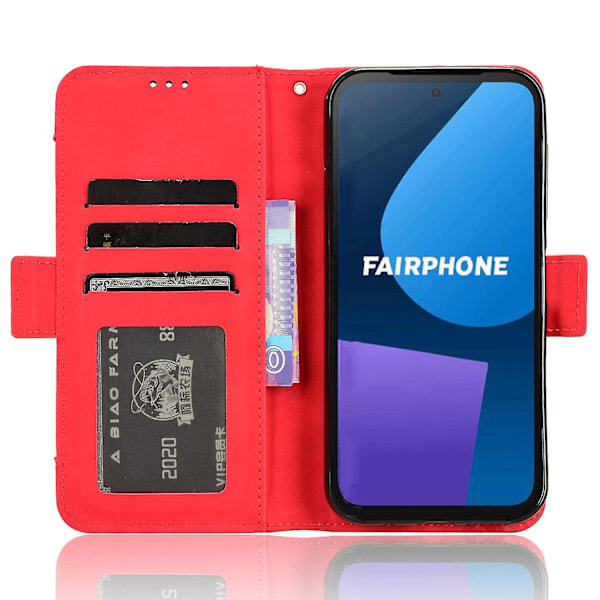 Skyddande Folio Flip-fodral i PU-läder för Fairphone 5 Red