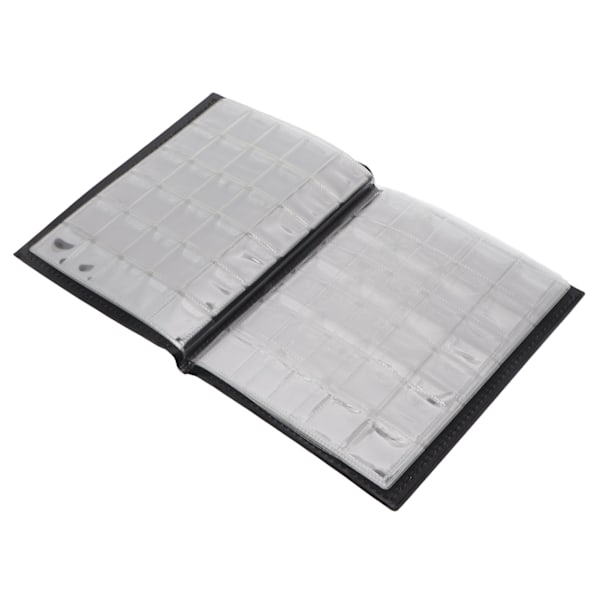 Myntsamlaralbum med 250 lommer, transparent PVC, tyk, vandtæt, sort