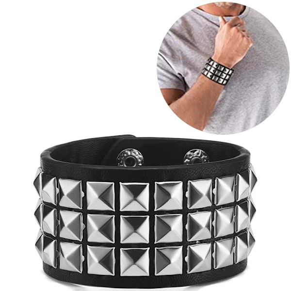 Dam Bälte Punk Hardware Jeansbälte Fyrkantiga pärlor Nubbälte Svart Harajuku Midjeband Öljetter Nålspänne Herr Metall Dekoration Bälte Armband 03 Wristband 03 110cm