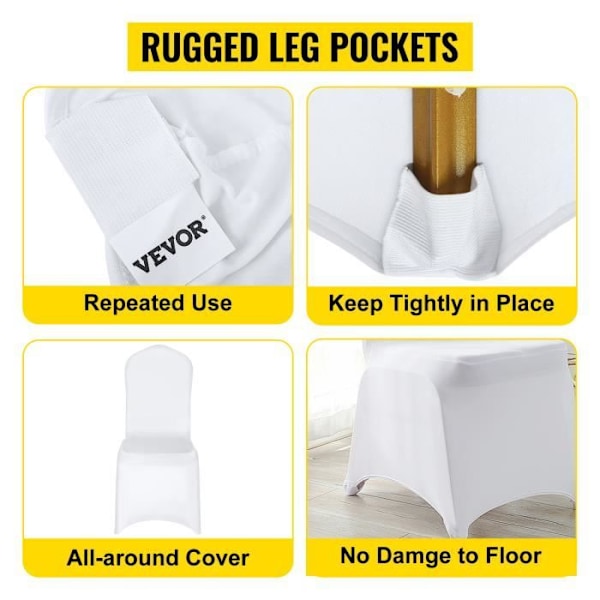 10-pack Stretch Stolsöverdrag - VEVOR - Spandex Överdrag - Vit Vit