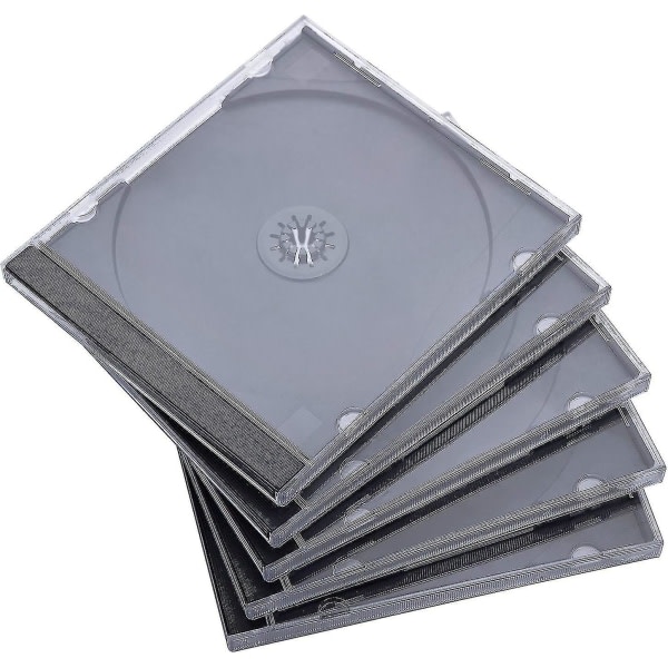 Otwoo 25-pack standard enkel transparent CD-fodral med monterad svart bricka