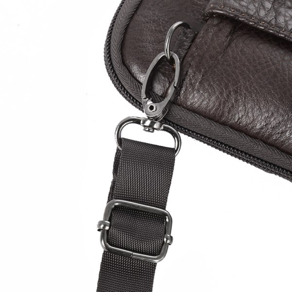 Herr Äkta Läder Mode Telefonväska Bältesväska Axel Crossbody Midjepaket
