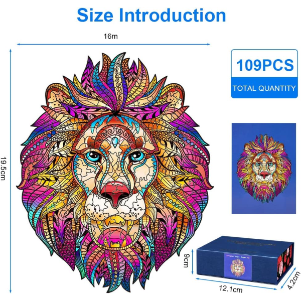 109 st 3D fargeglada lejonpussel