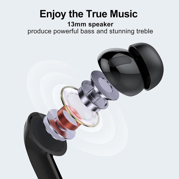 Bluetooth 5.2 in-ear hörlurar, djup bas, inbyggd mikrof