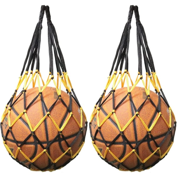 Single Ball Mesh Bag 2st Basket Ball Carry Mesh Nätväska Enkel fotbollshållare Svart og gul