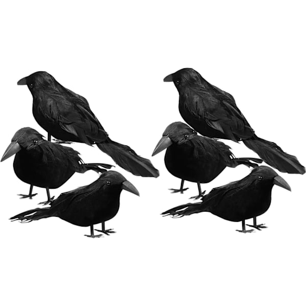 6-pack Halloween mustat höyhenkorpit, halloween-koristeet Realistiset linnut Halloween korpit koriste rekvisiitta