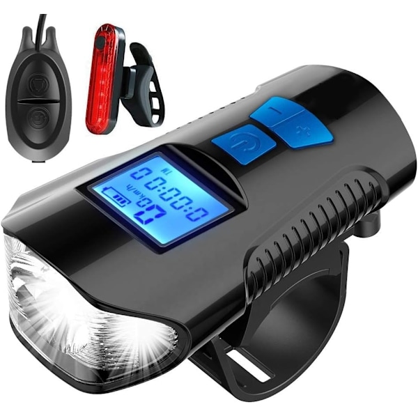 11 LED sykkellykter USB-ladbare front- og baklykter, sykkelhastighetsmåler, vanntett kilometerteller, egnet for