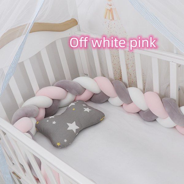 Baby roterende rekkverksseng, sengehest dekorasjon, håndlaget trestrenget flette Hvit powd Hvit powd Hvit powd White powder 1 meter