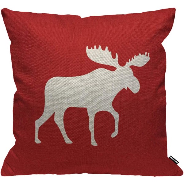 Pudebetræk Moose Animal Beast Antlers Belongs Moose Red 45X45cm