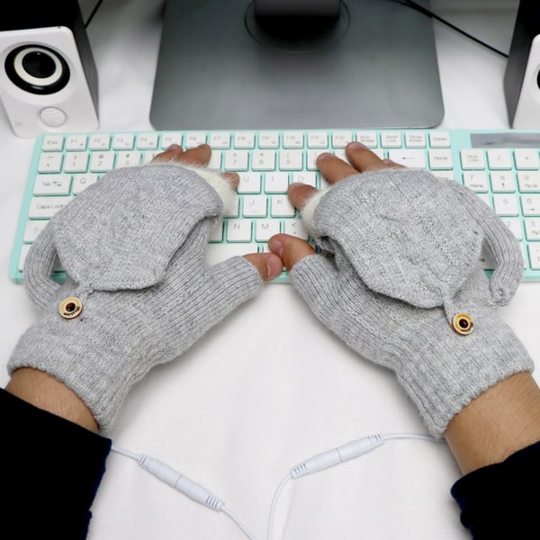 USB Uppvärmda Kallväder Handskar Hög Elastik Mjuk Termisk För Kvinnor Män Gul
