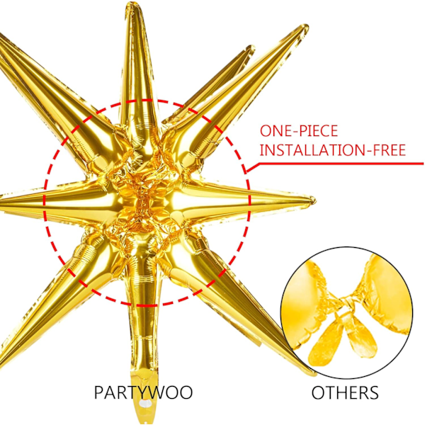 6 stk stjerneballonger (27 & 22 tommer), 14 spisse ballonger i ett stykke